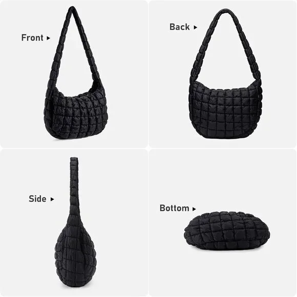 Puffer Bag Women Quilted Tote Large Water-Resistant Cotton Padded - Picture 7 of 9